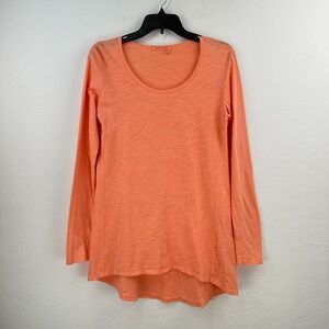 Fresh Produce Top Womens XS Salmon Pink Cotton Long Sleeve High Low‎ Tunic